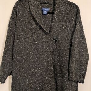 Karen Scott WOOL Women's Charcoal Cardigan Boxy SZ:L Lagenlook Chore